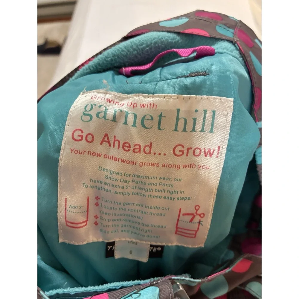 Garnet Hill Kids Snow‎ Pants Size 6 Polka Dot Insulated Bibs Pink Blue Brown
